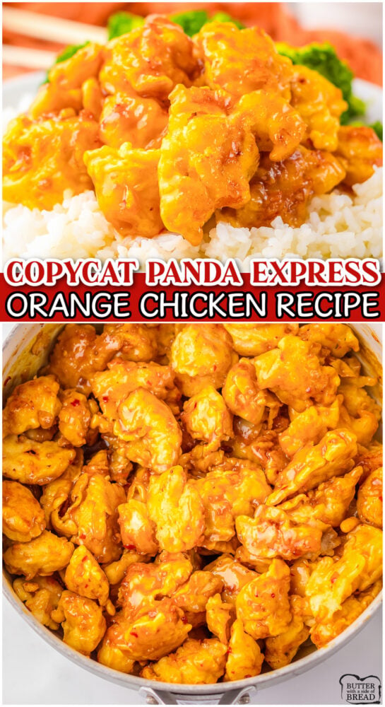 Copycat Panda Express Orange Chicken is crispy chicken tossed in a tangy sweet sauce with garlic, ginger, brown sugar & orange juice! Make this easy fast-food favorite right at home!