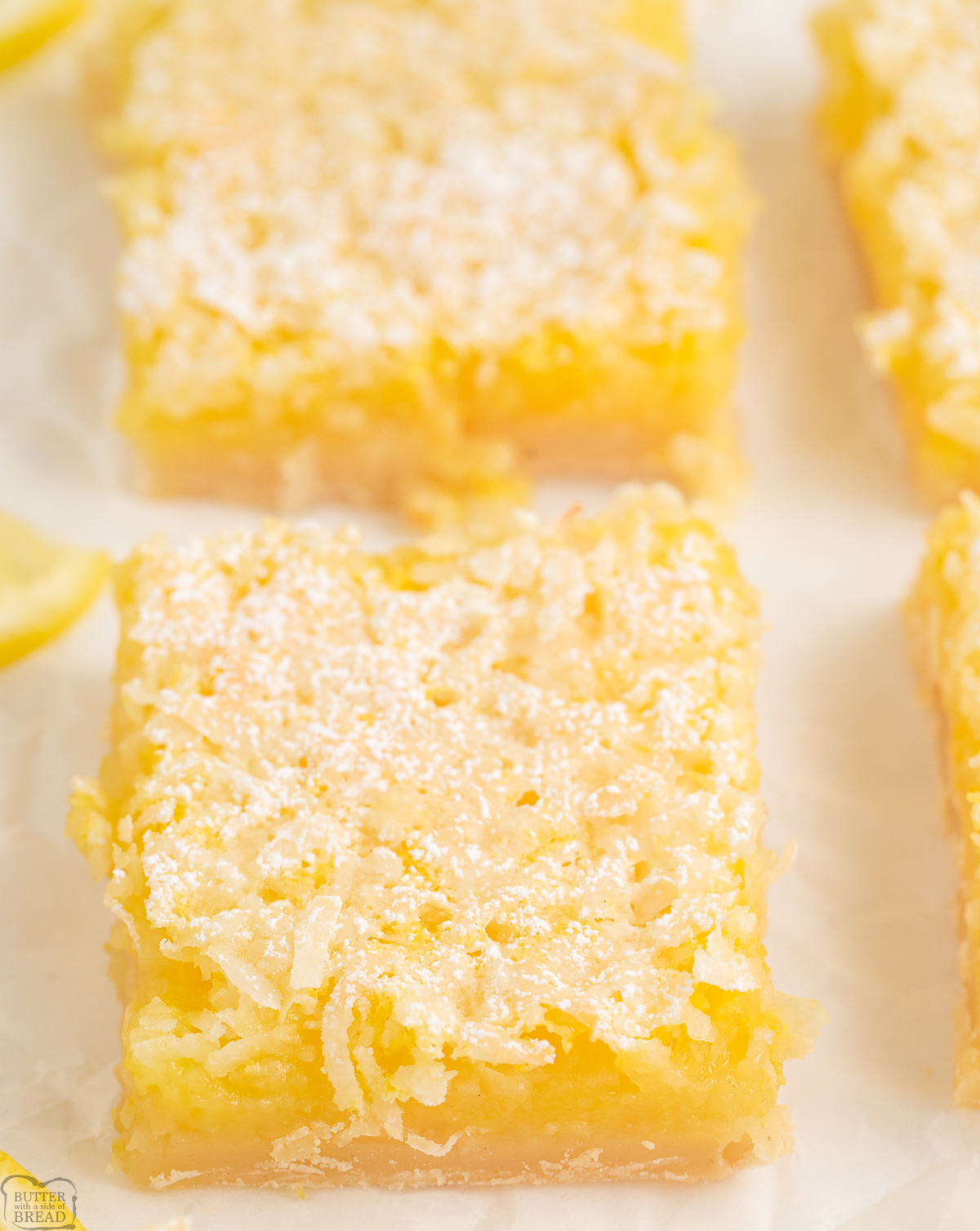 lemon bars baked with coconut