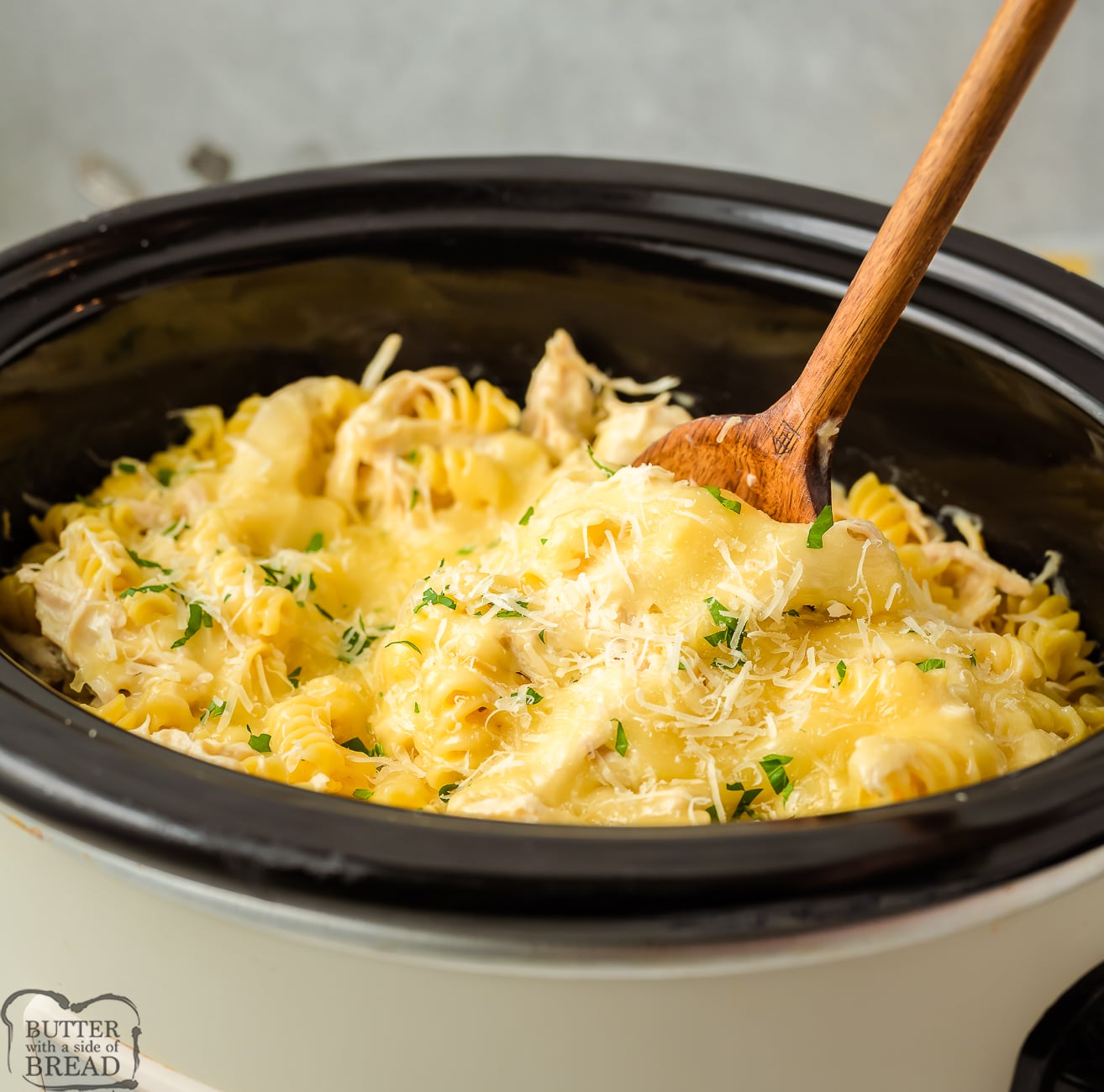Italian chicken and pasta in a slow cooker