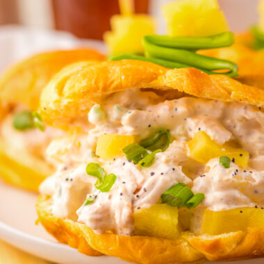 Hawaiian chicken salad sandwiches on croissants