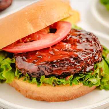 homemade burgers grilled and glazed with a coca cola mixture