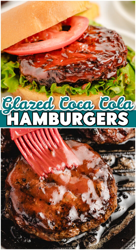 Coca Cola Burgers made with ground beef, Ritz crackers, an egg, French dressing, cheese & classic Coca Cola soda for a tender, flavorful cheeseburger!