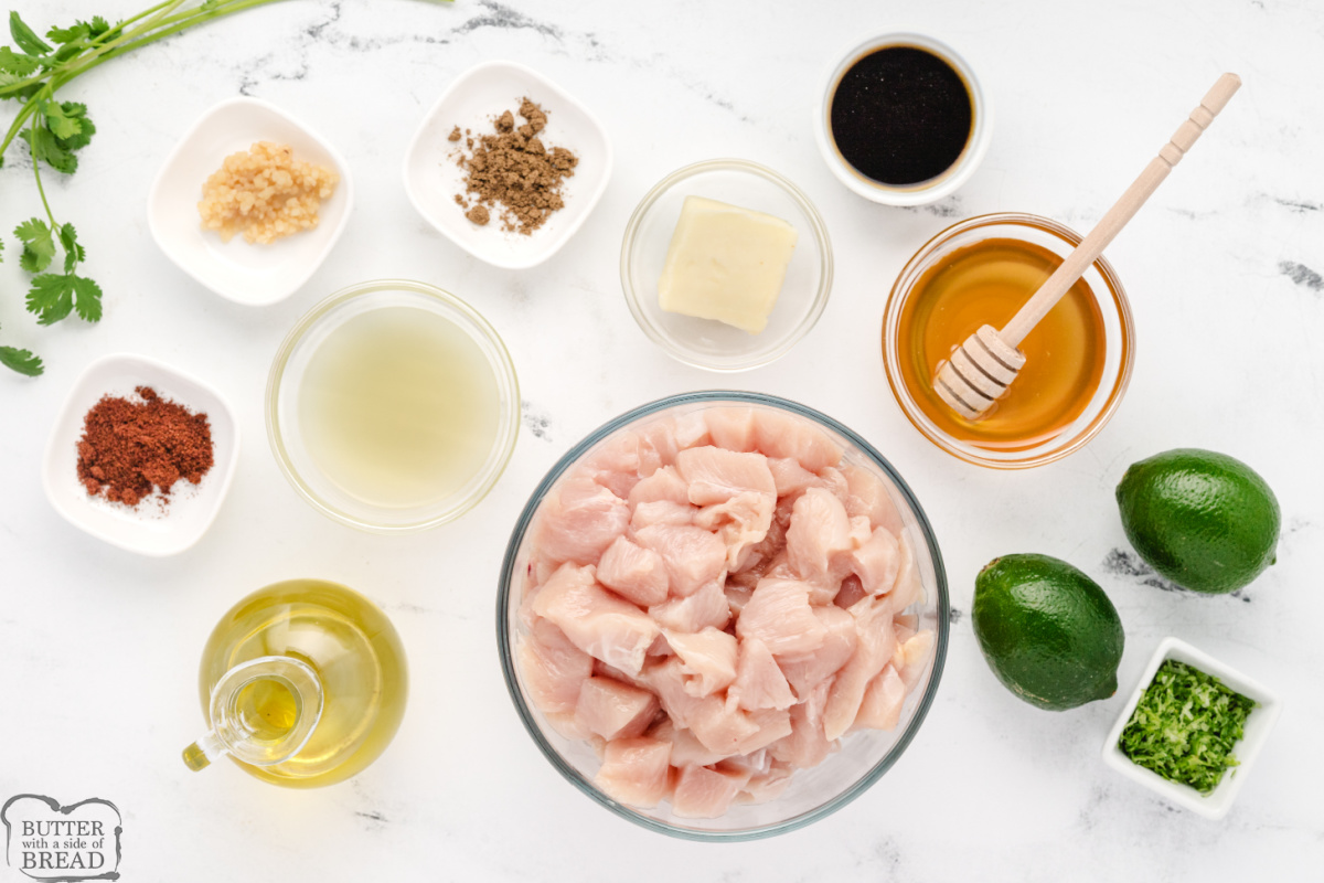 Ingredients in Honey Lime Chicken Skillet.