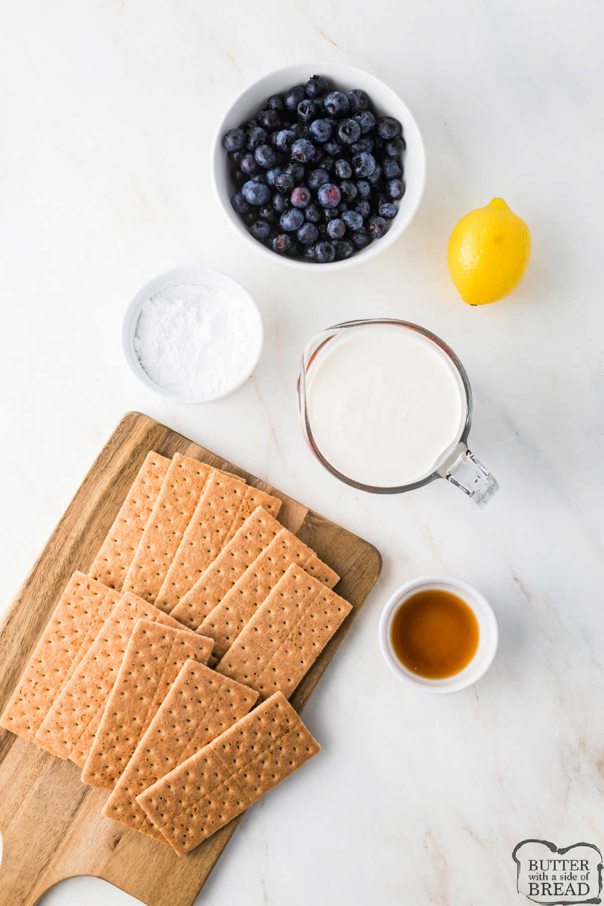 Ingredients in Lemon Blueberry Icebox Cake recipe.