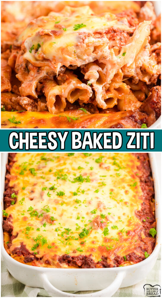 This Baked Ziti skips the fussy pre-mixing steps — just layer the ricotta straight in and let the oven do the work. Rich meat sauce, creamy ricotta, bubbly mozzarella, and parmesan in one dish. Ready in under an hour and better than lasagna with half the effort.