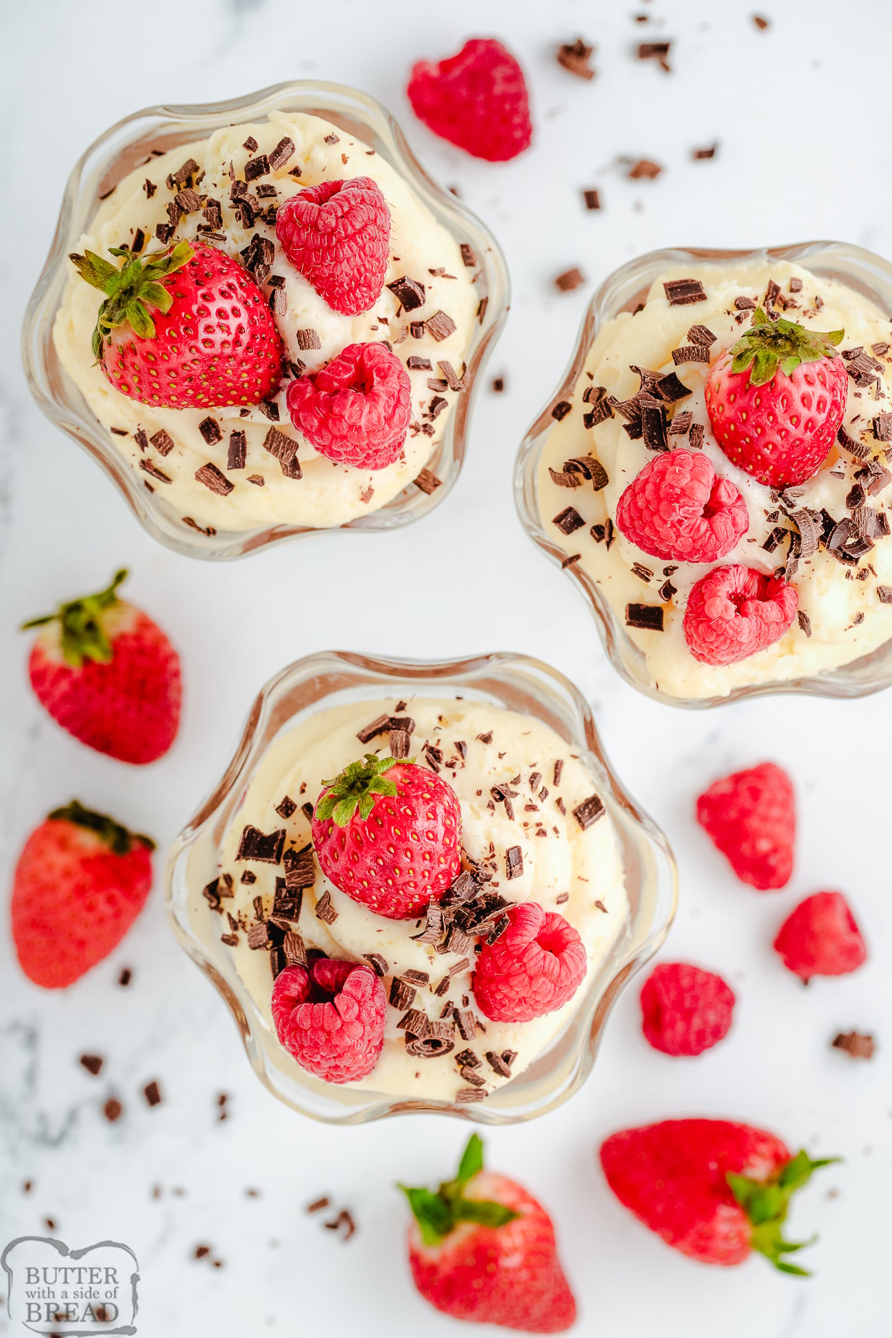 homemade chocolate mousse cups with white chocolate and semi sweet chocolate