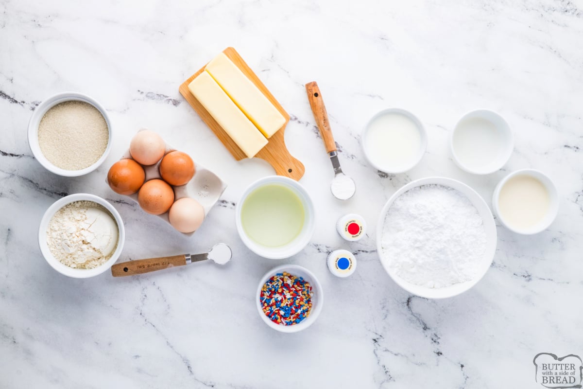 Ingredients in Patriotic Cake Roll recipe.