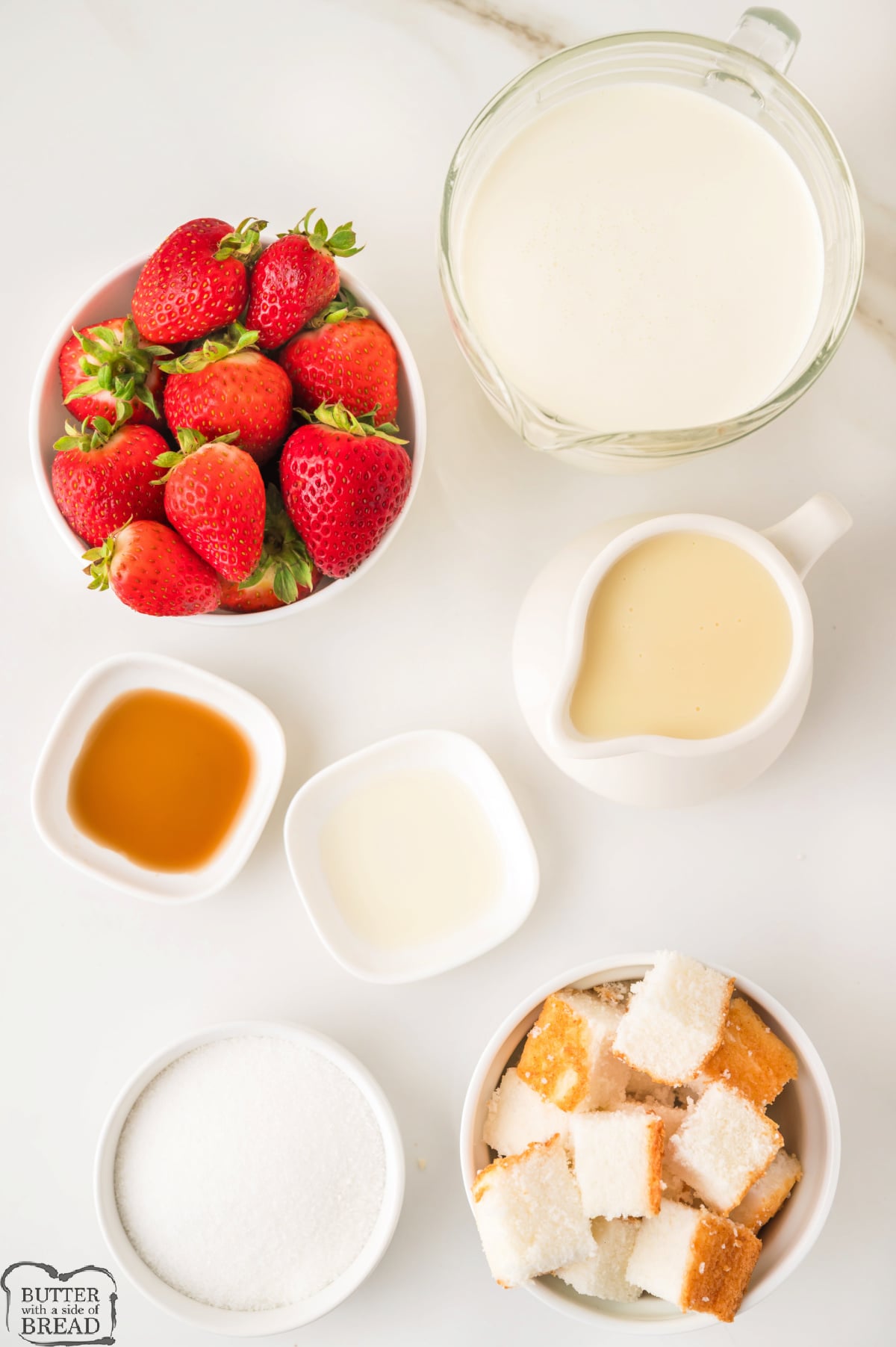 Ingredients in Strawberry Shortcake Ice Cream recipe.