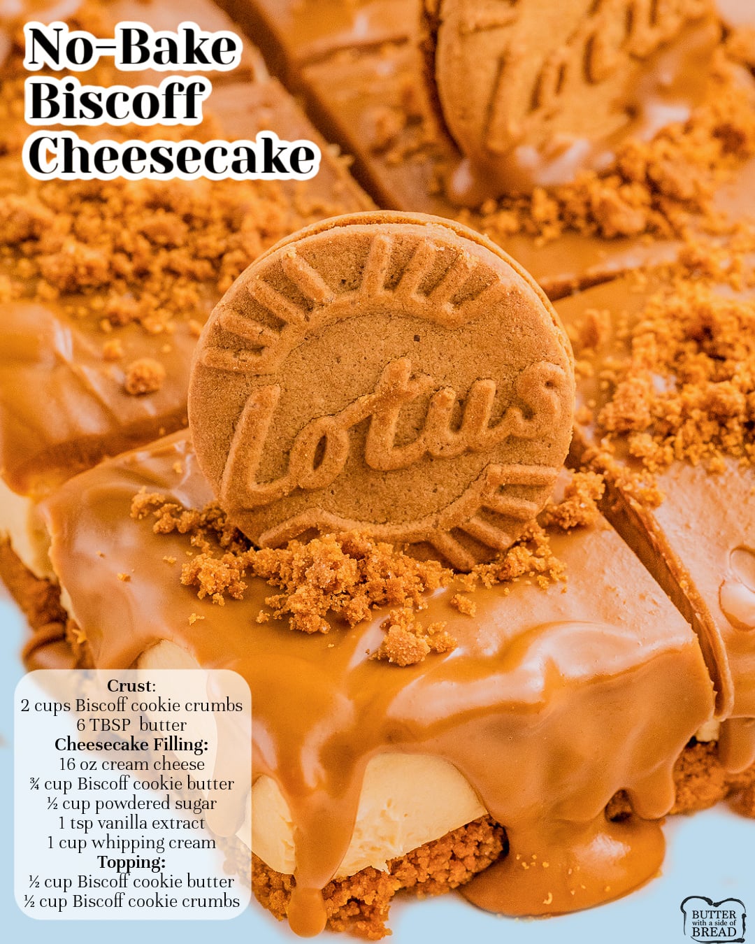 no bake cookie butter cheesecake bars